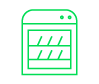 A green icon of a dishwasher