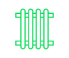 A green icon of a heating unit