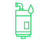 A green icon of a water heater icon