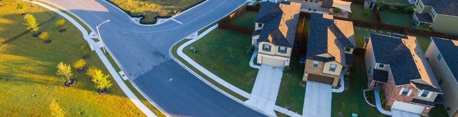 A row of modern suburban homes