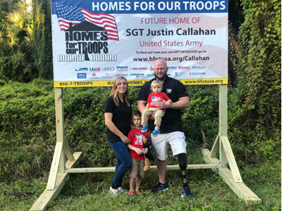 Army Sergeant Justin Callahan and his family at the Cinch Home Services and Homes for our Troops Kick-off in Jupiter, Florida