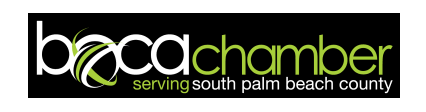 Logo of the Boca Chamber: Serving south palm beach country logo