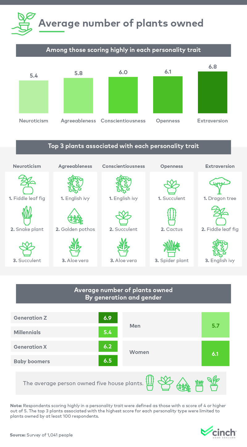 An infographic about the avearge number of plants owned in America.