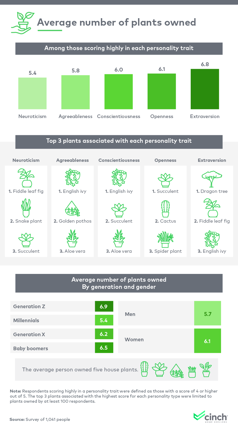 An infographic about the average number of plants owned by Americans.