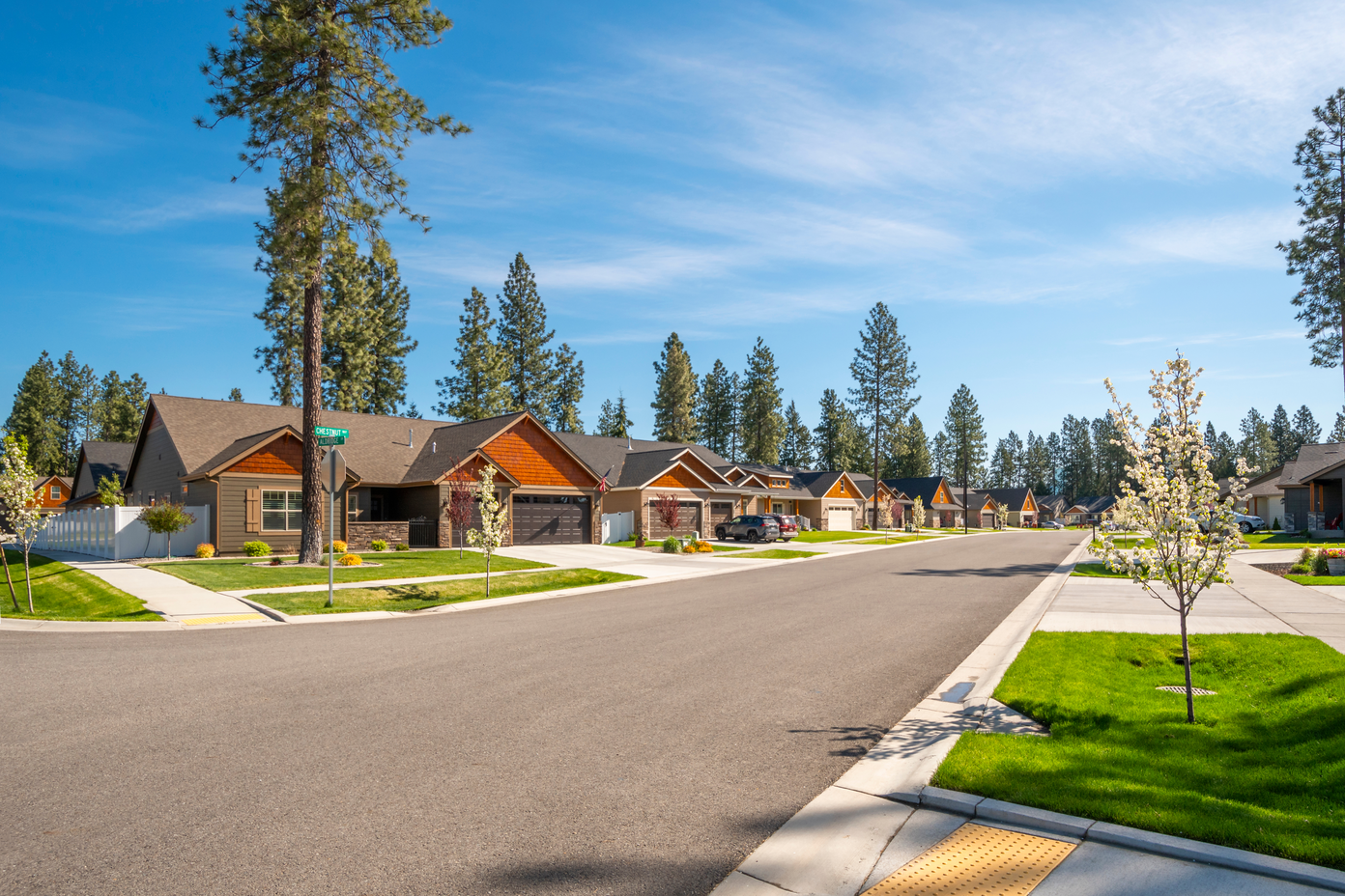 Idaho state houses in a suburb