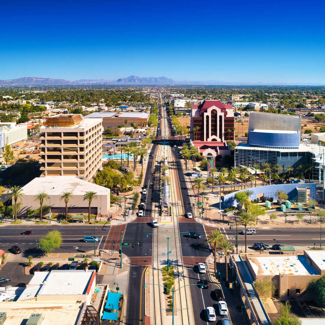 Home warranty in Arizona - Above view of city downtown