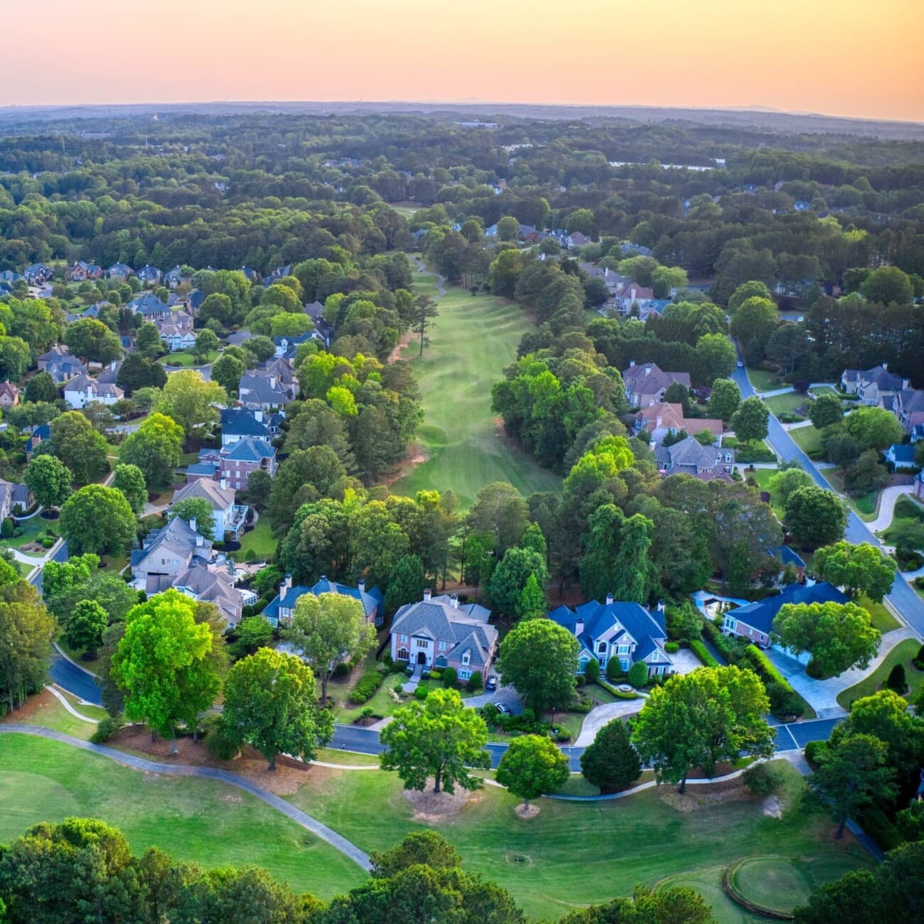 Home warranty in Georgia - aerial view of a community
