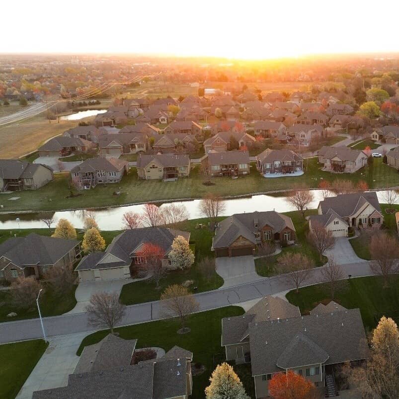 Home warranty in Kansas - view of homes in Kansas from above