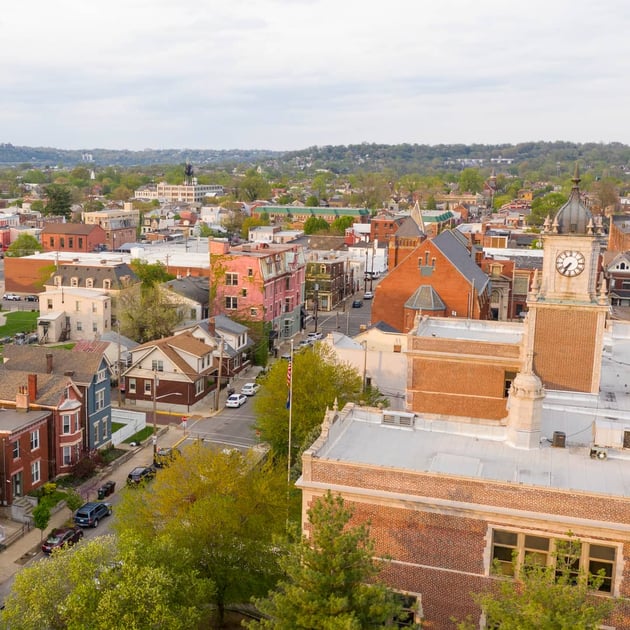 Home warranty in Kentucky - view of a community in Kentucky from above
