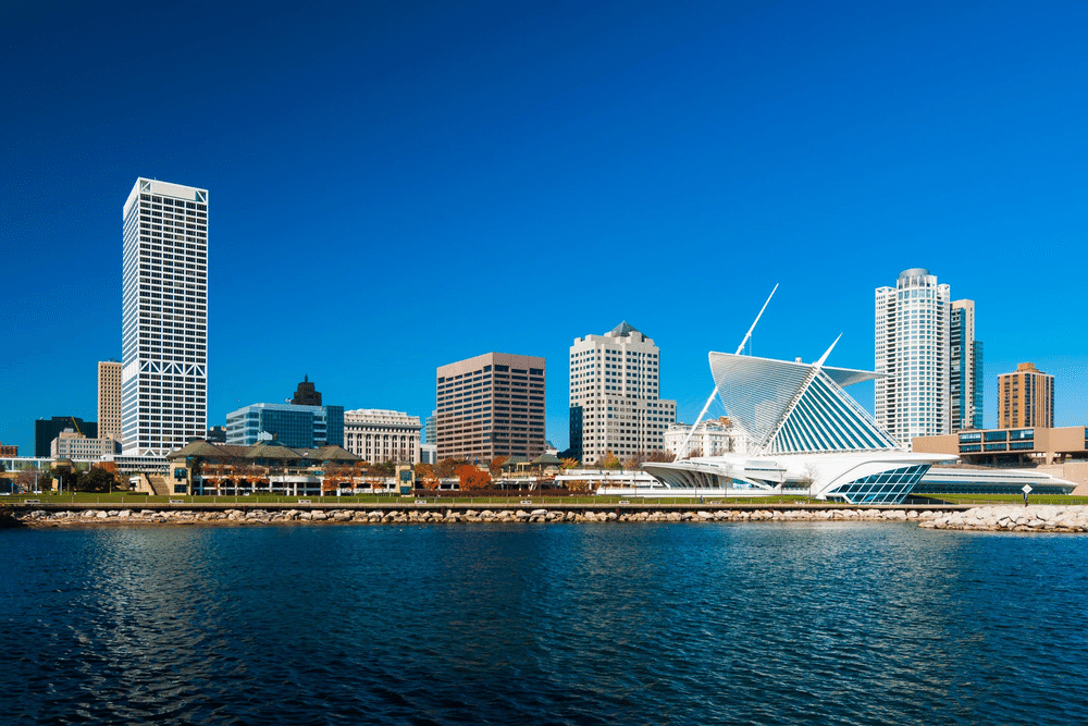 A skyline of a city in Wisconsin where Cinch Home Services provides home warranties