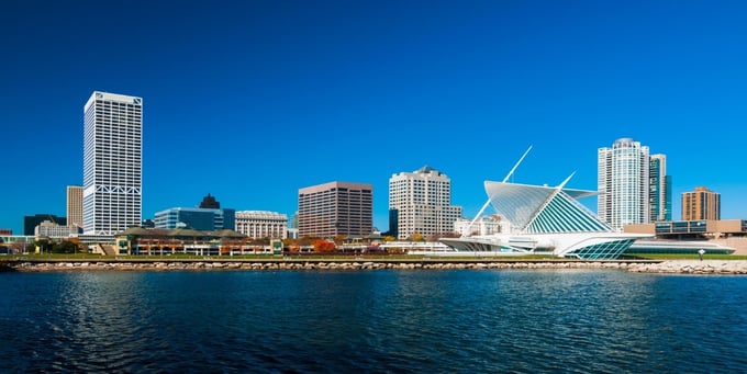 A skyline of a city in Wisconsin where Cinch Home Services provides home warranties
