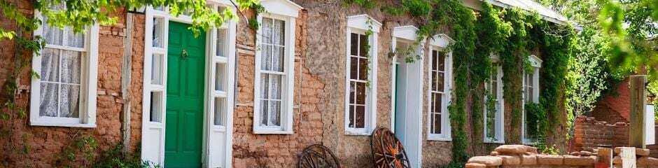 A row of lovely brick townhouses